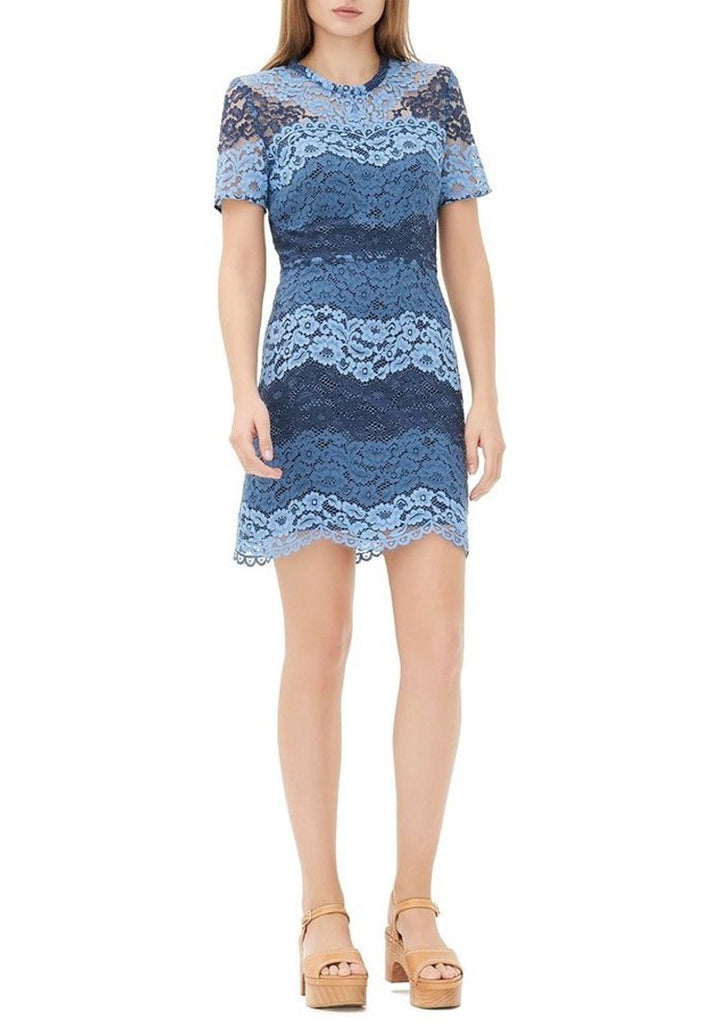 Sandro Blue Rebecca Tonal Stripe Lace ...